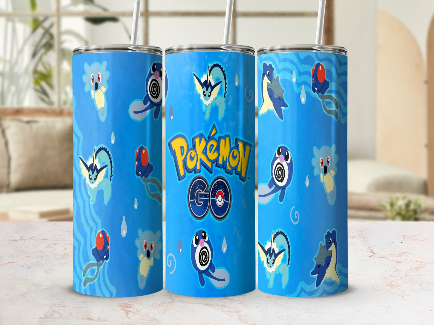 Pokemon Go Themed Insulated Tumbler with Straw
