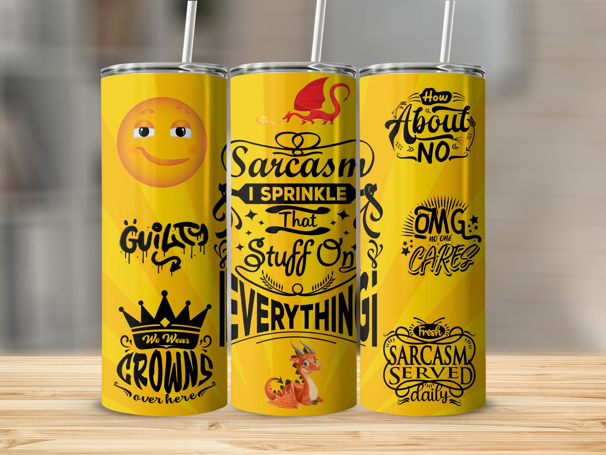 Sarcasm Sprinkled Yellow Design on Tumbler Product
