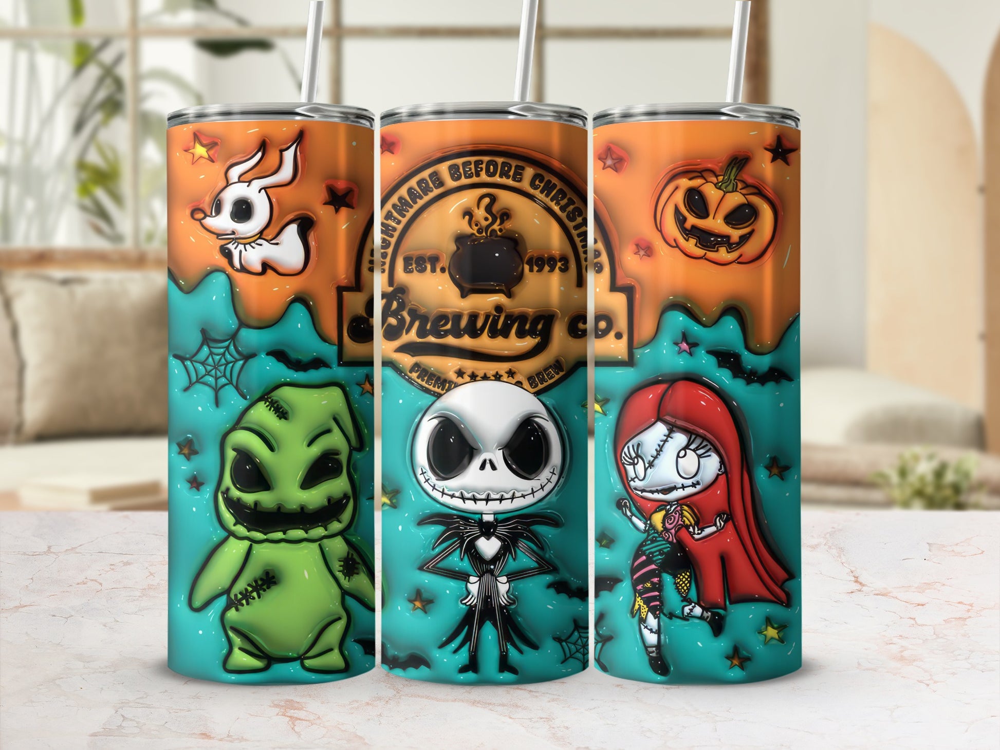 Nightmare Before Christmas themed tumbler