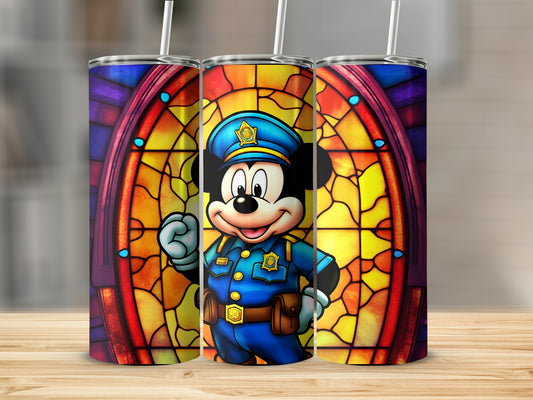 Police Uniform Mickey Stained Glass Tumbler