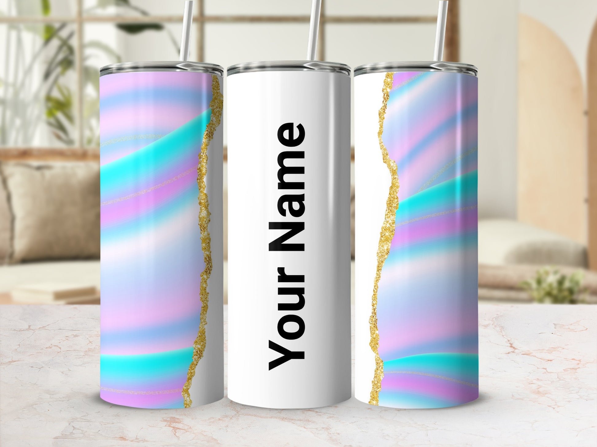 Personalized Gradient and Gold Accent Tumbler for Your Name