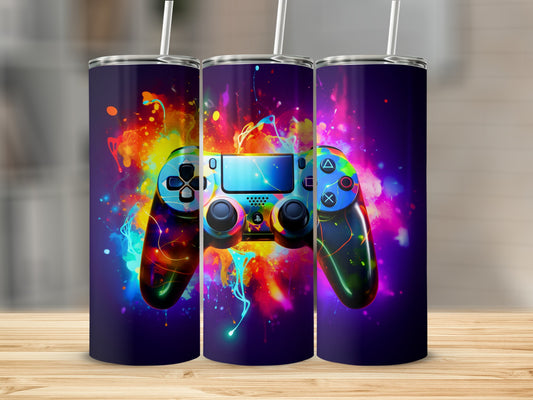 Colorful Gaming Controller Art Tumbler