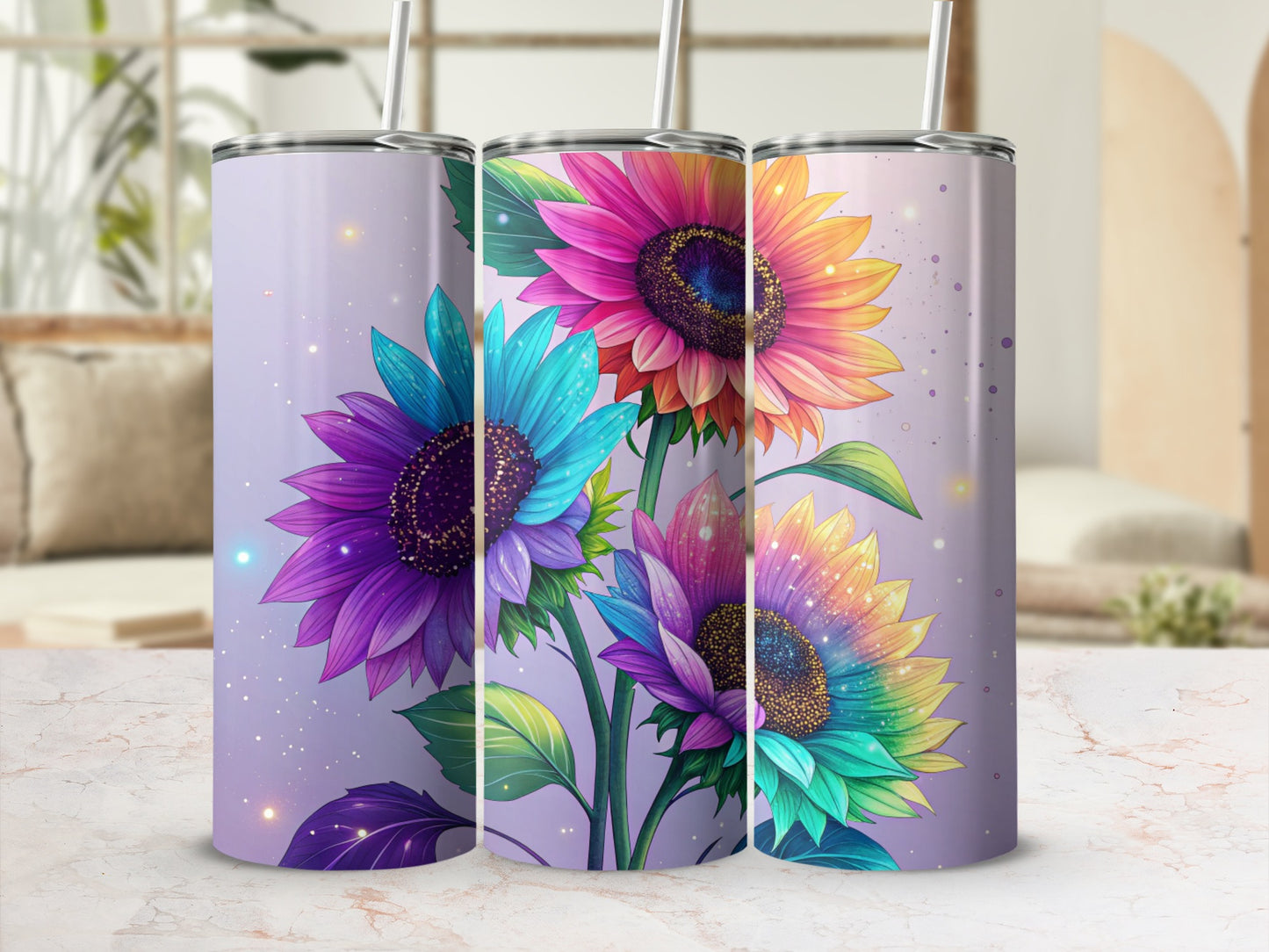 Colorful Sunflower Design Insulated Tumbler