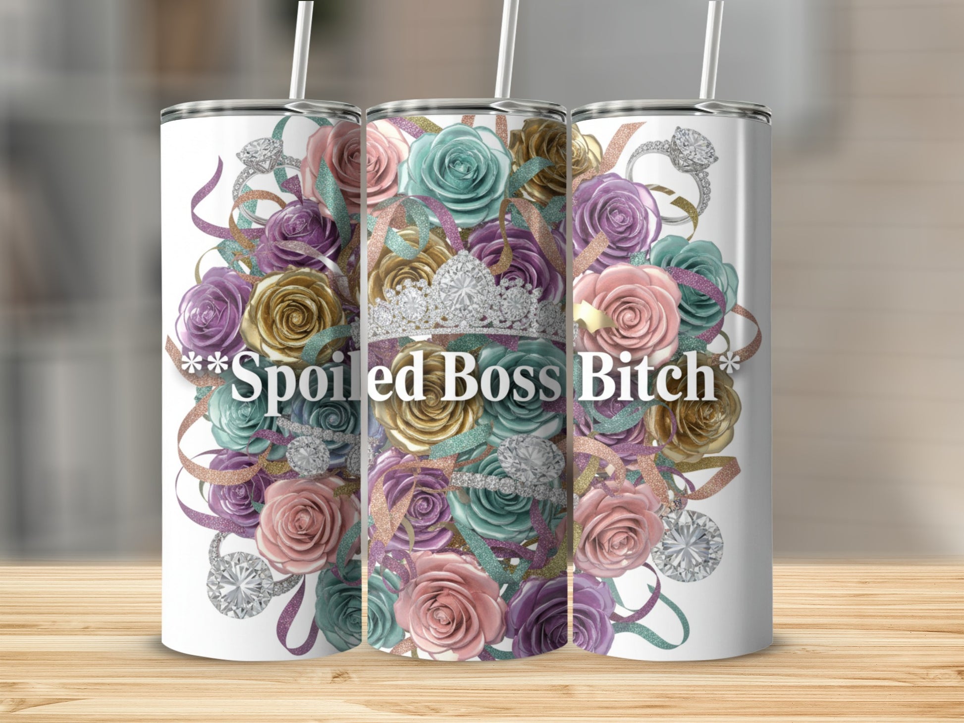 Spoiled Boss Bitch Floral Crown Tumbler Product