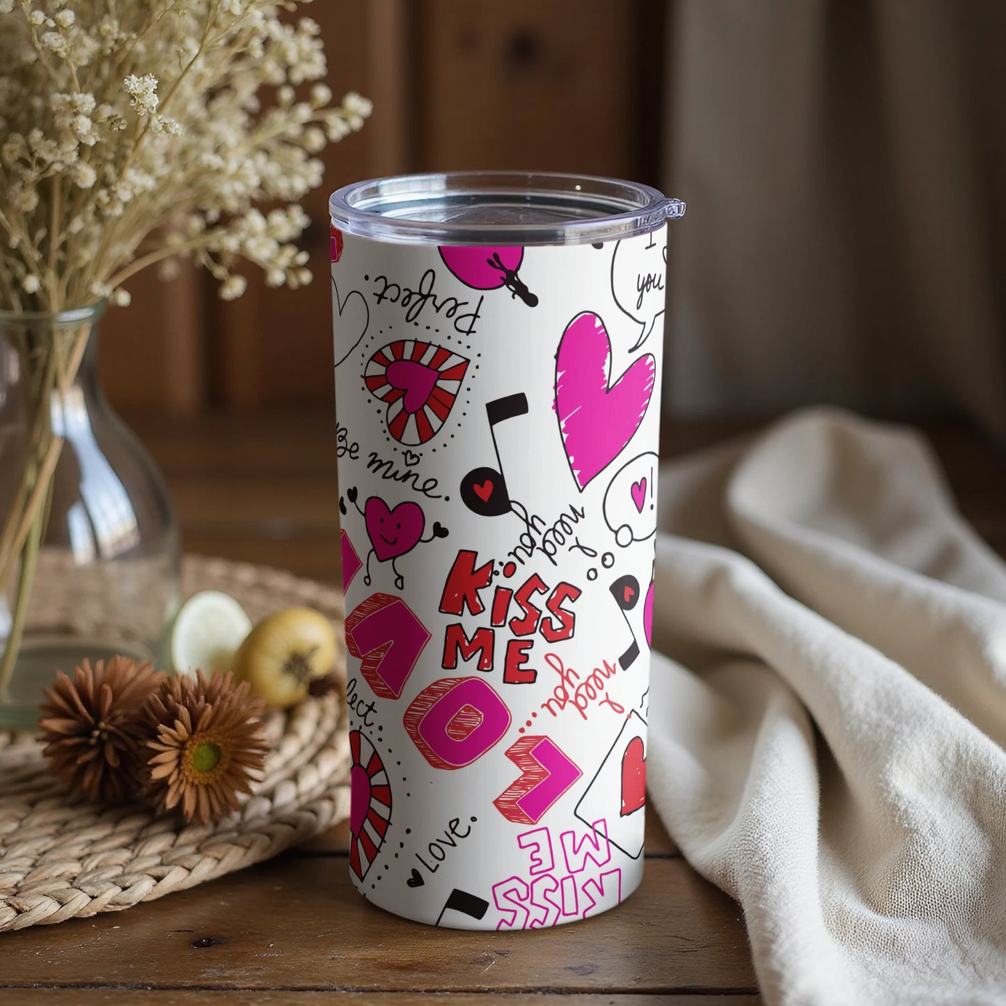 Kiss Me Love You Kiss Me Decorated Tumbler