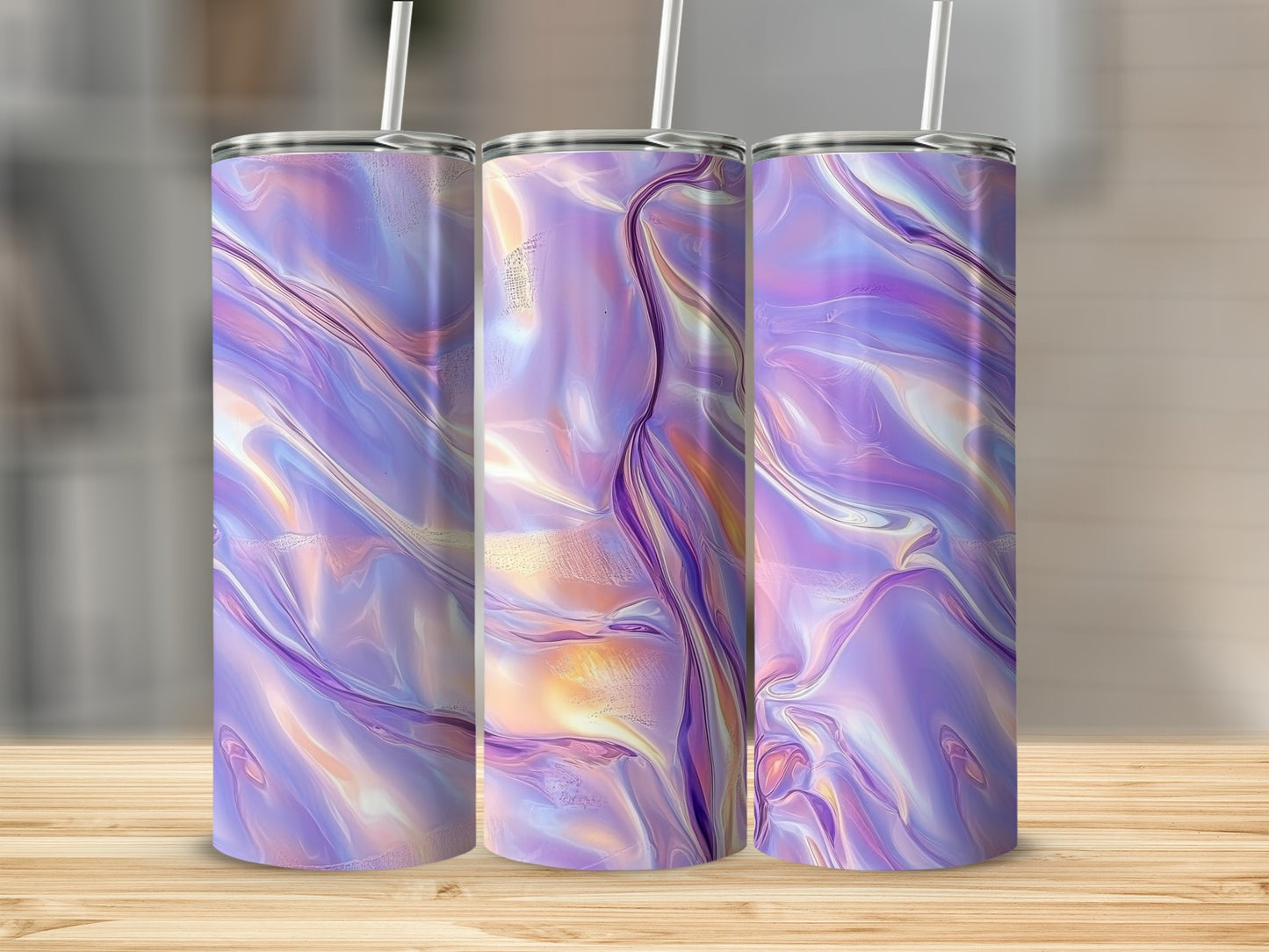 Shimmering Lavender Swirls Dreamy Abstract Art Tumblers