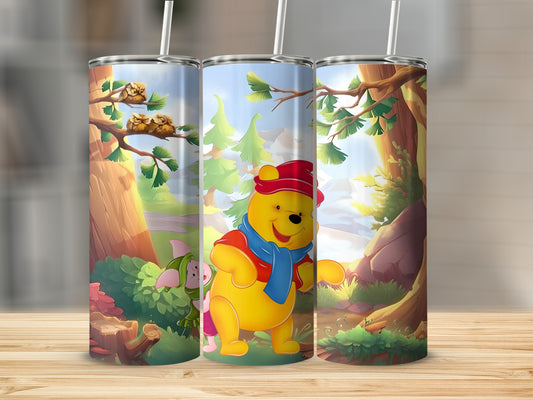 Adorable Smiling Bear in Forest Scene Tumbler