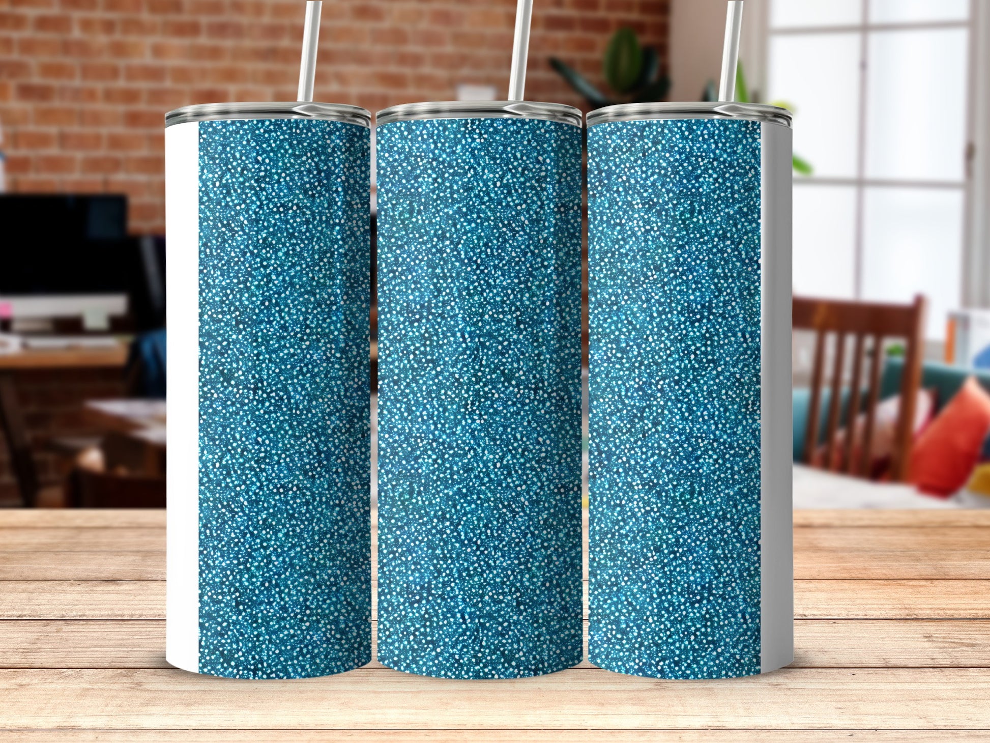 Stylish Blue Speckled Insulated Tumbler Set