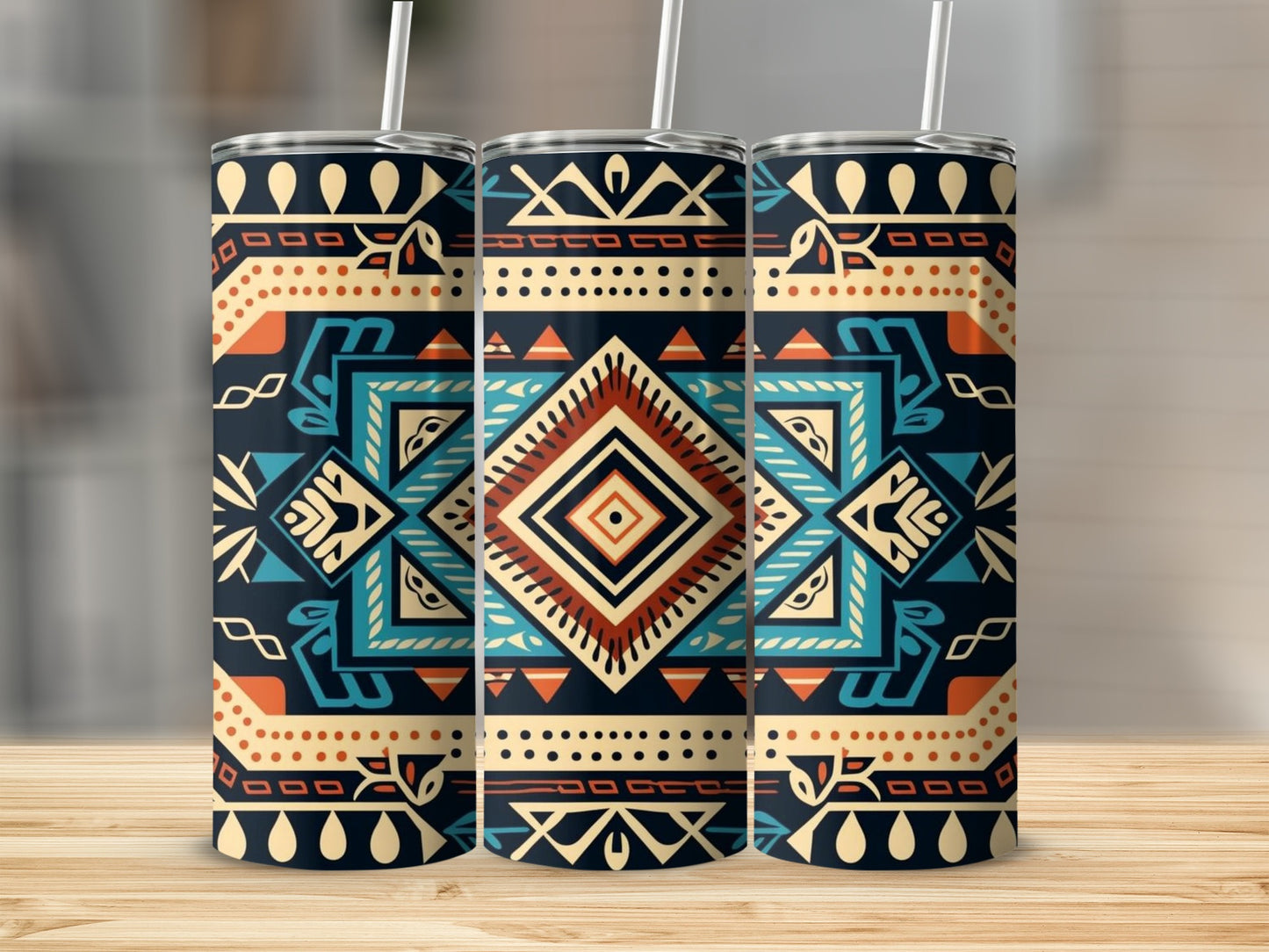 Colorful Tribal Pattern Tall Water Bottle