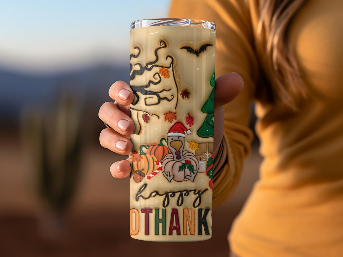 Happy Thanksgiving Themed Insulated Tumbler