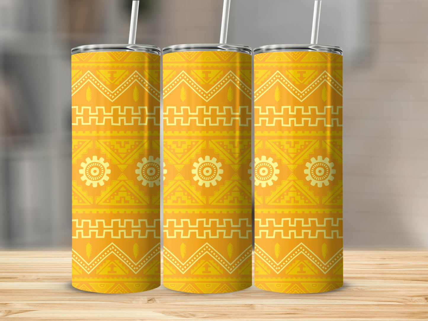 Vibrant Yellow Geometric Pattern Tumbler product