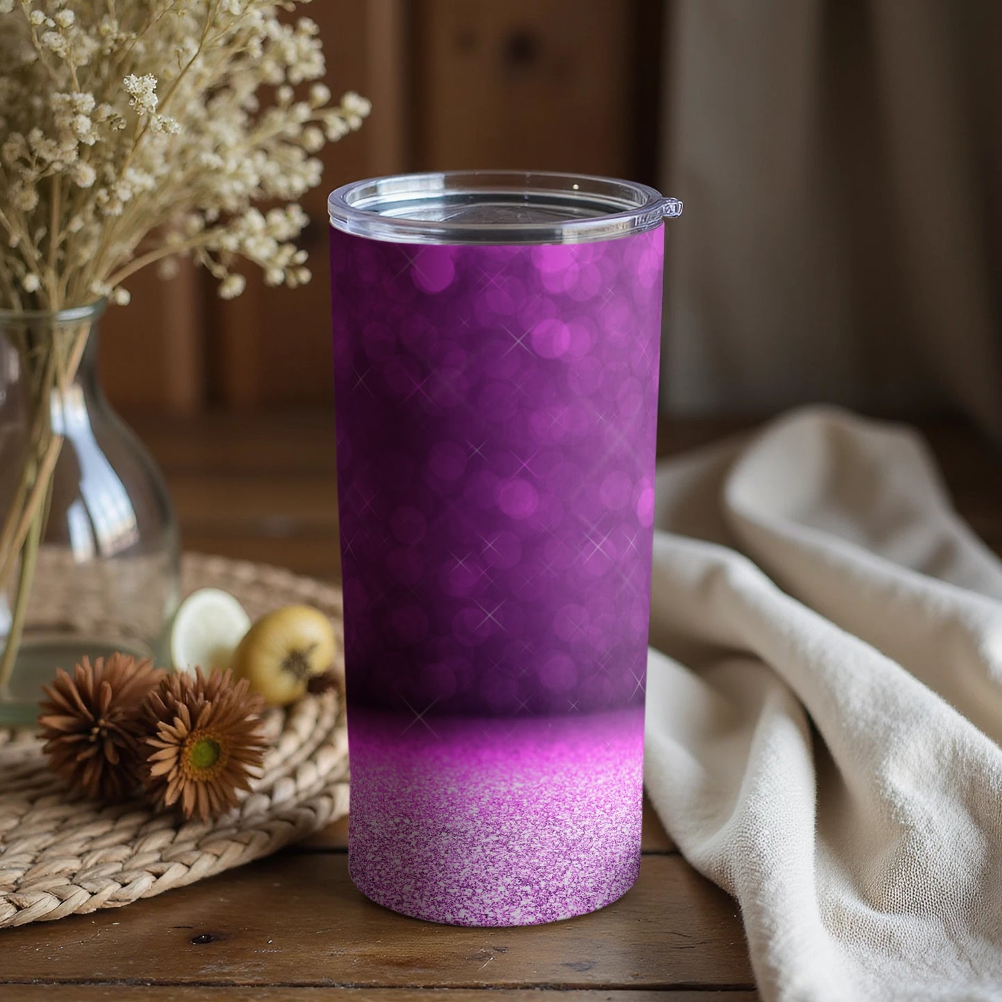 Vibrant Purple Glittery Tumbler Perfect for Gifts