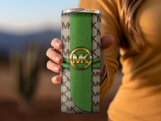 Stylish Green and Beige MK Pattern Tumblers Product