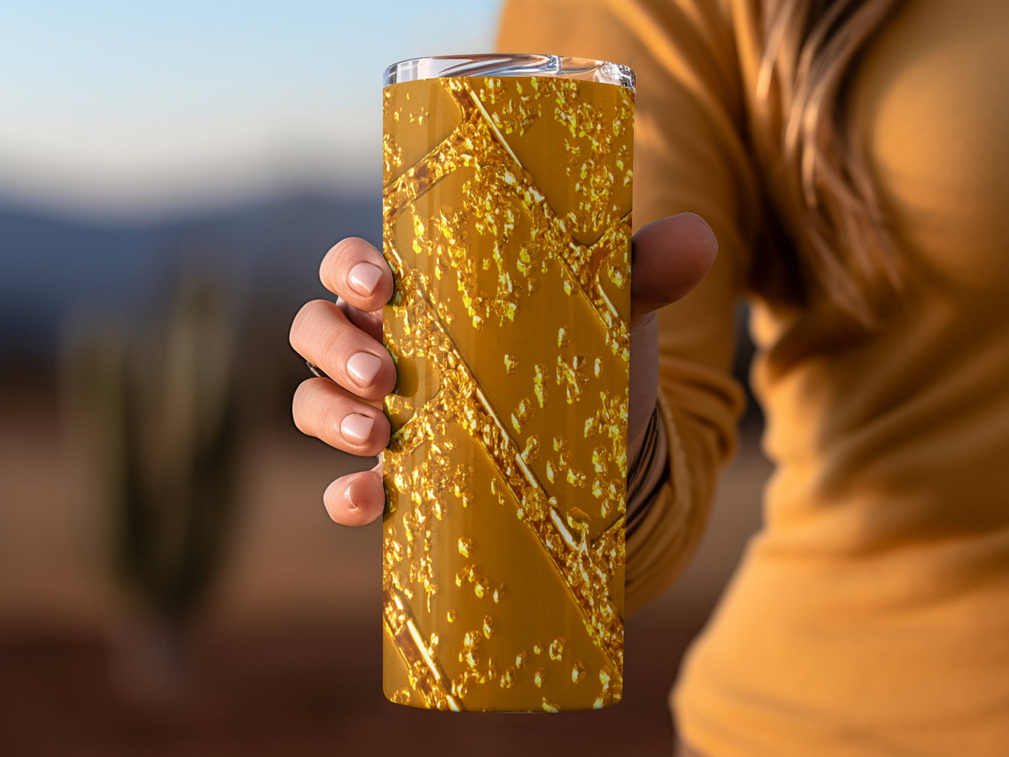 Gold Bricks Pattern with Crushed Golden Chips Tumblers
