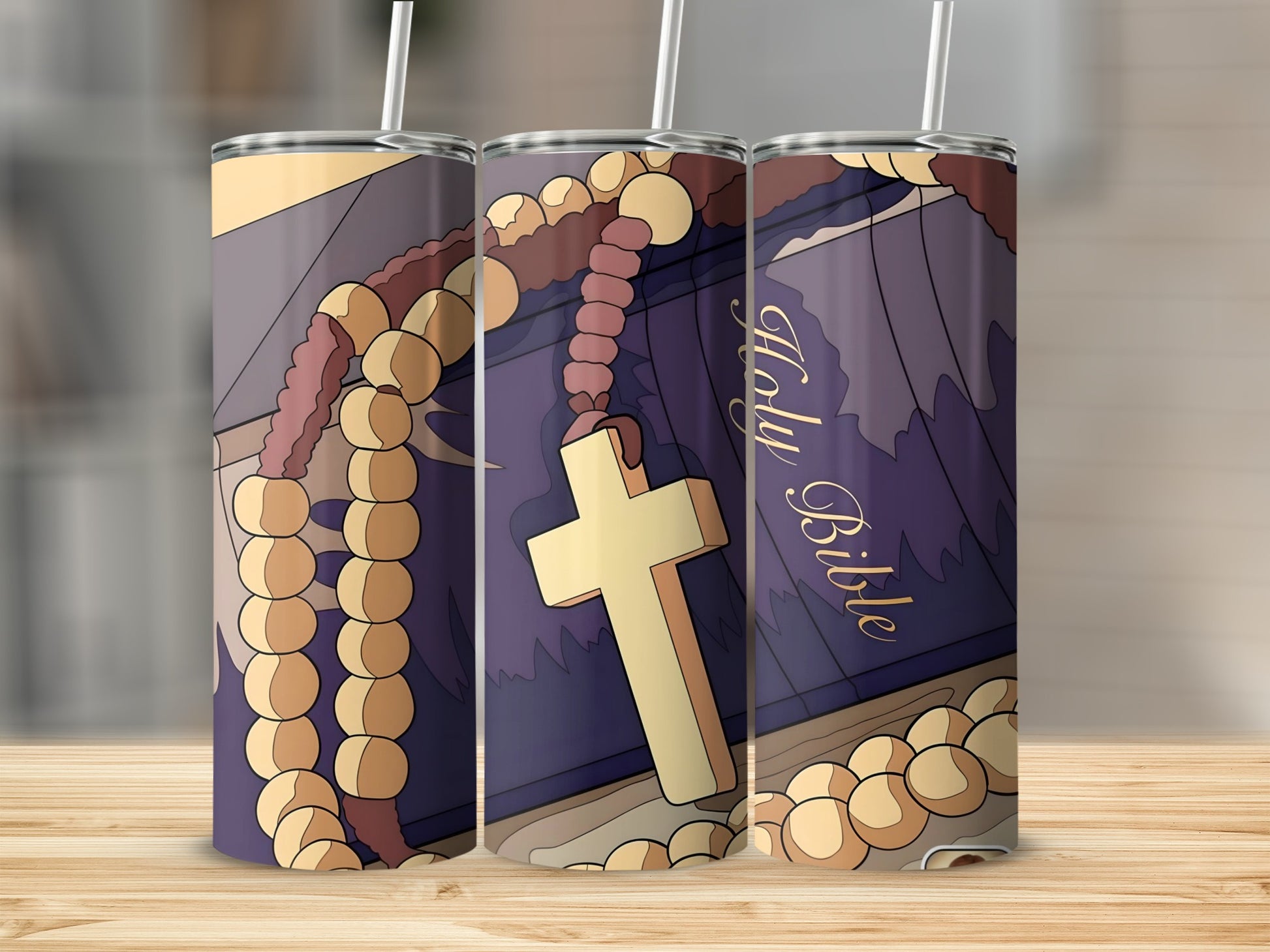 Holy Bible and Rosary Design Tumbler Product