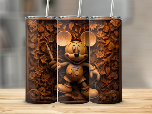 Wooden Carved Mickey Mouse Themed Tumblers