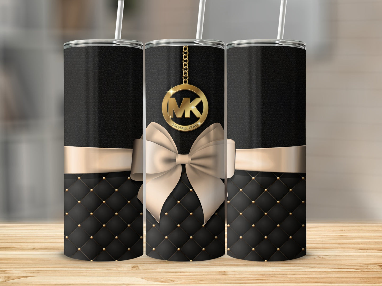 Elegant Black and Beige Luxury Print Tumbler