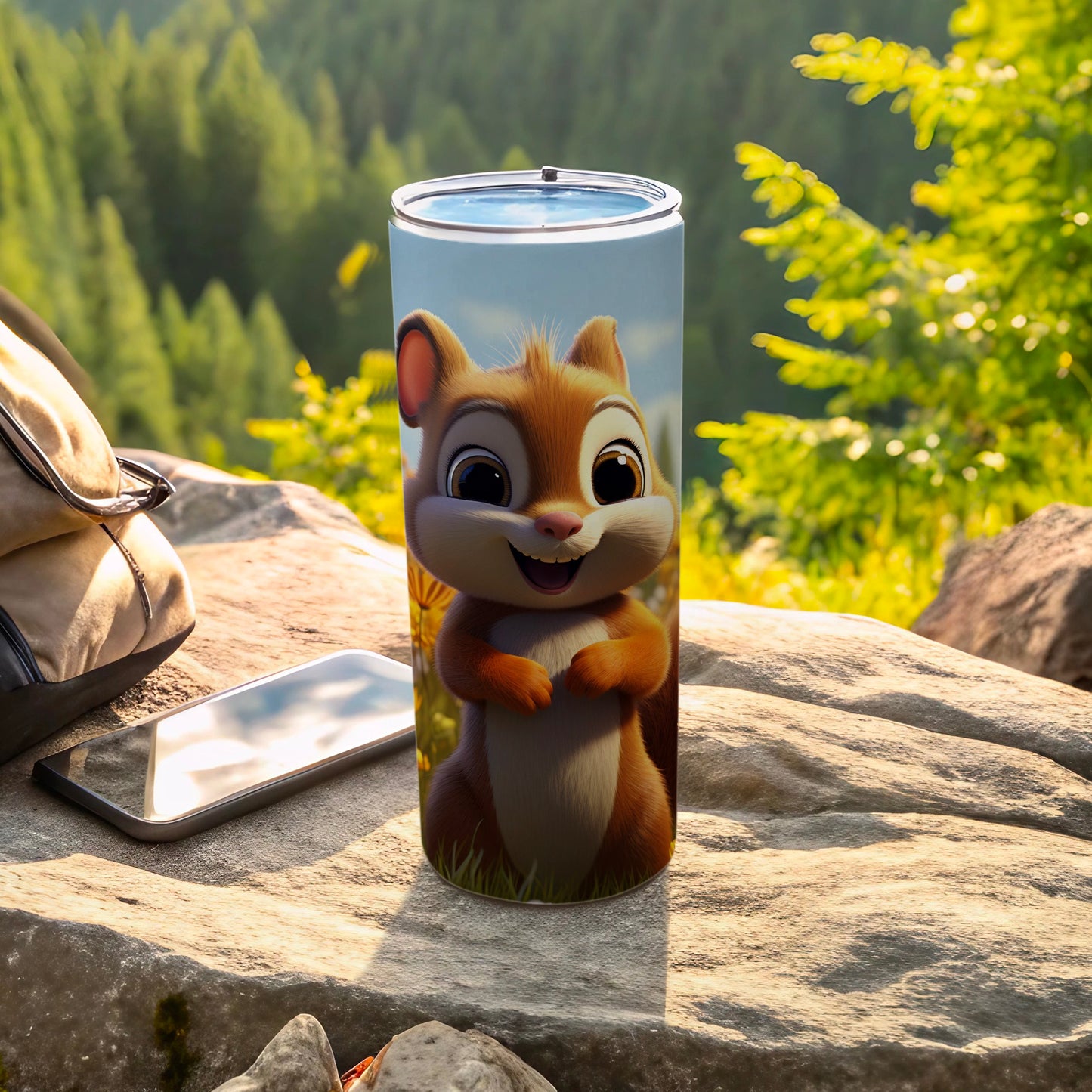 Cute Animated Chipmunk Printed Travel Tumbler Cup