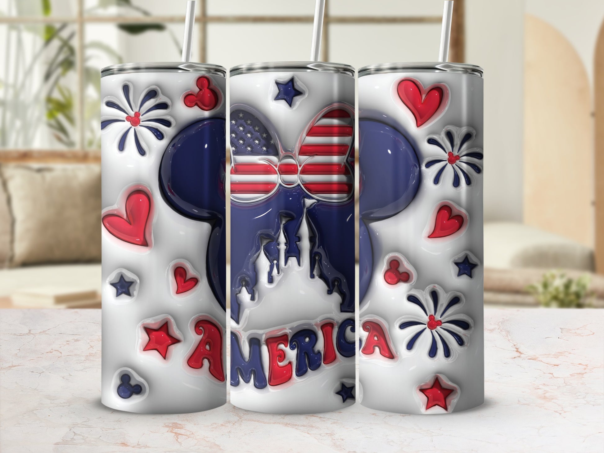 Minnie America Flag Castle Stars Hearts product type