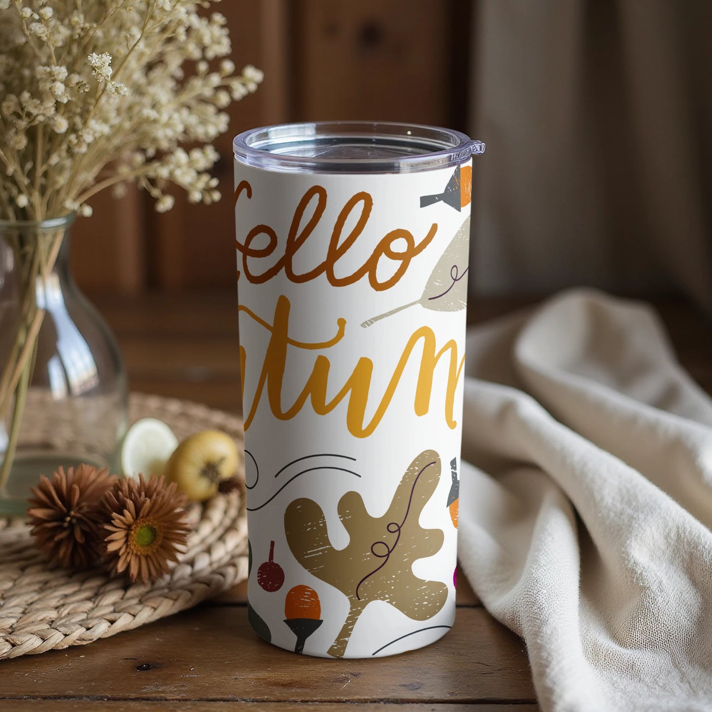 Hello Autumn Tumbler with Fall Inspired Design Tumbler