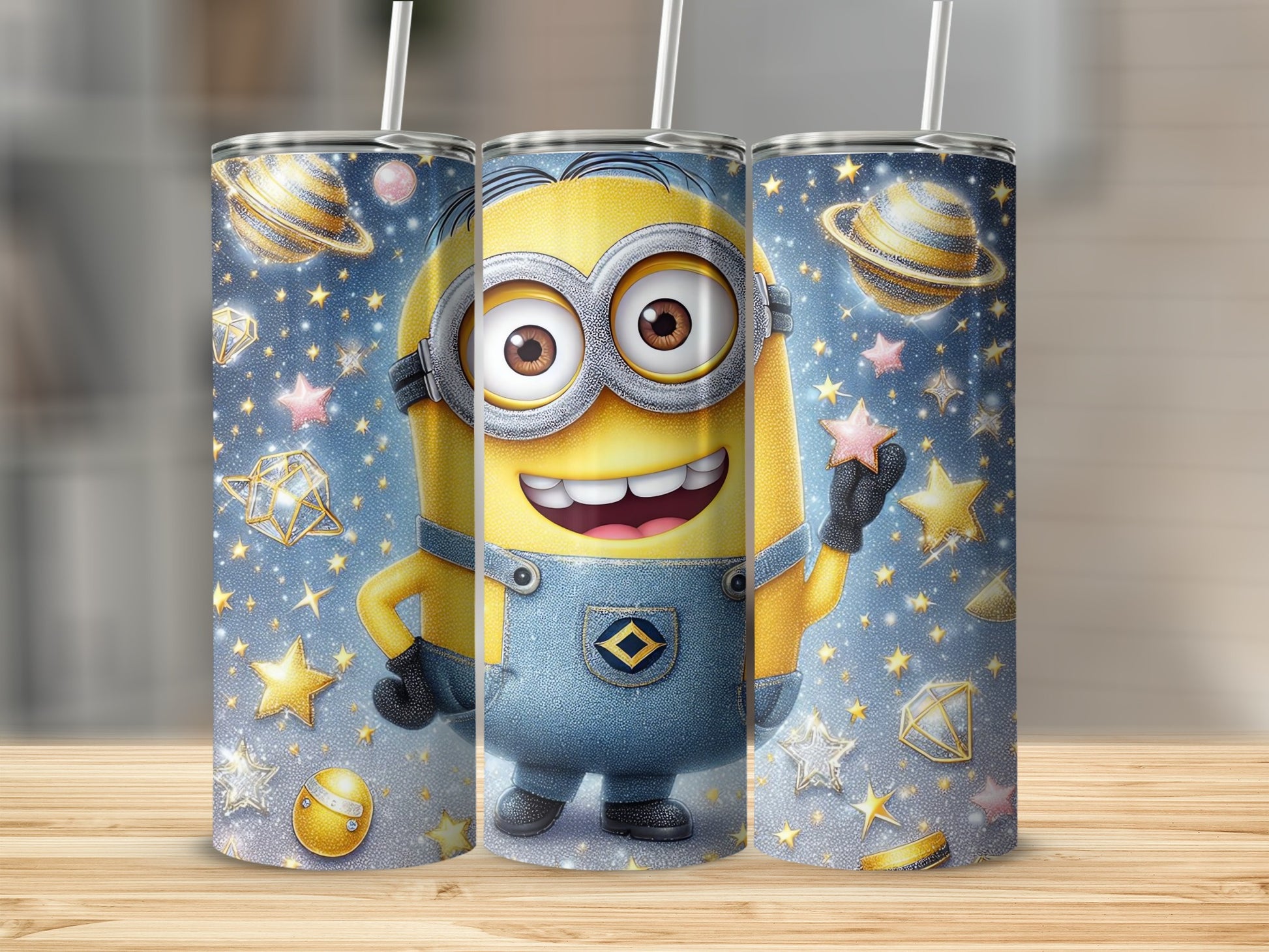 Adorable Character with Stars and Planets Tumbler