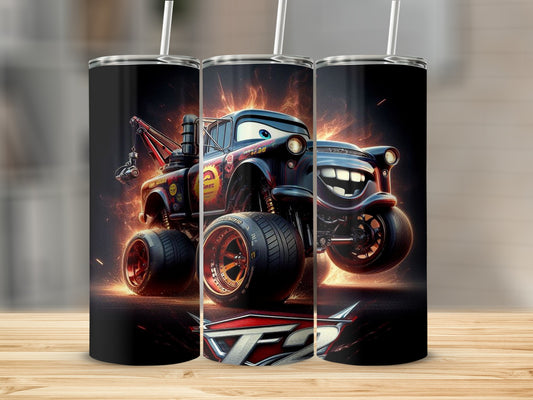 Animated Monster Truck Tumbler With Straw 20oz