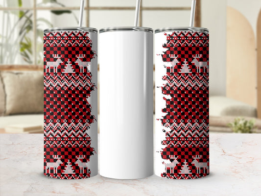 Festive Reindeer Plaid Tumbler for Holiday Beverage