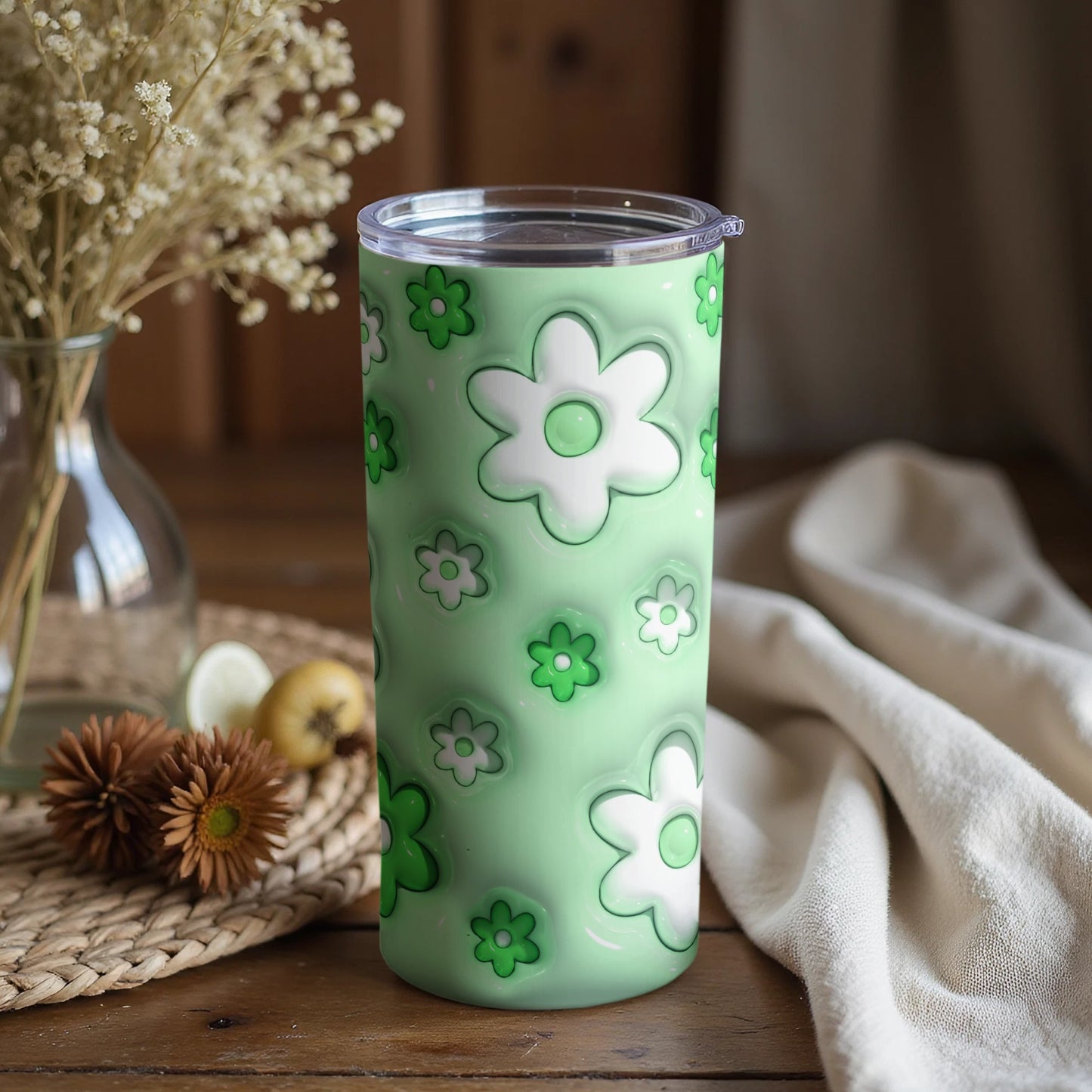 Green Tumbler with Floral Pattern Tumbler Product