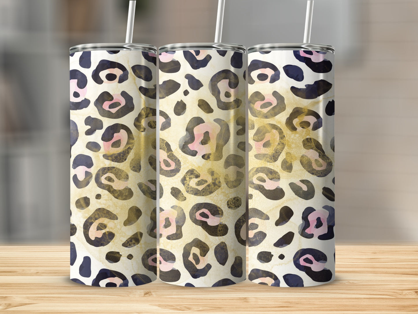 Stylish Leopard Print Design Insulated Tumbler Cup