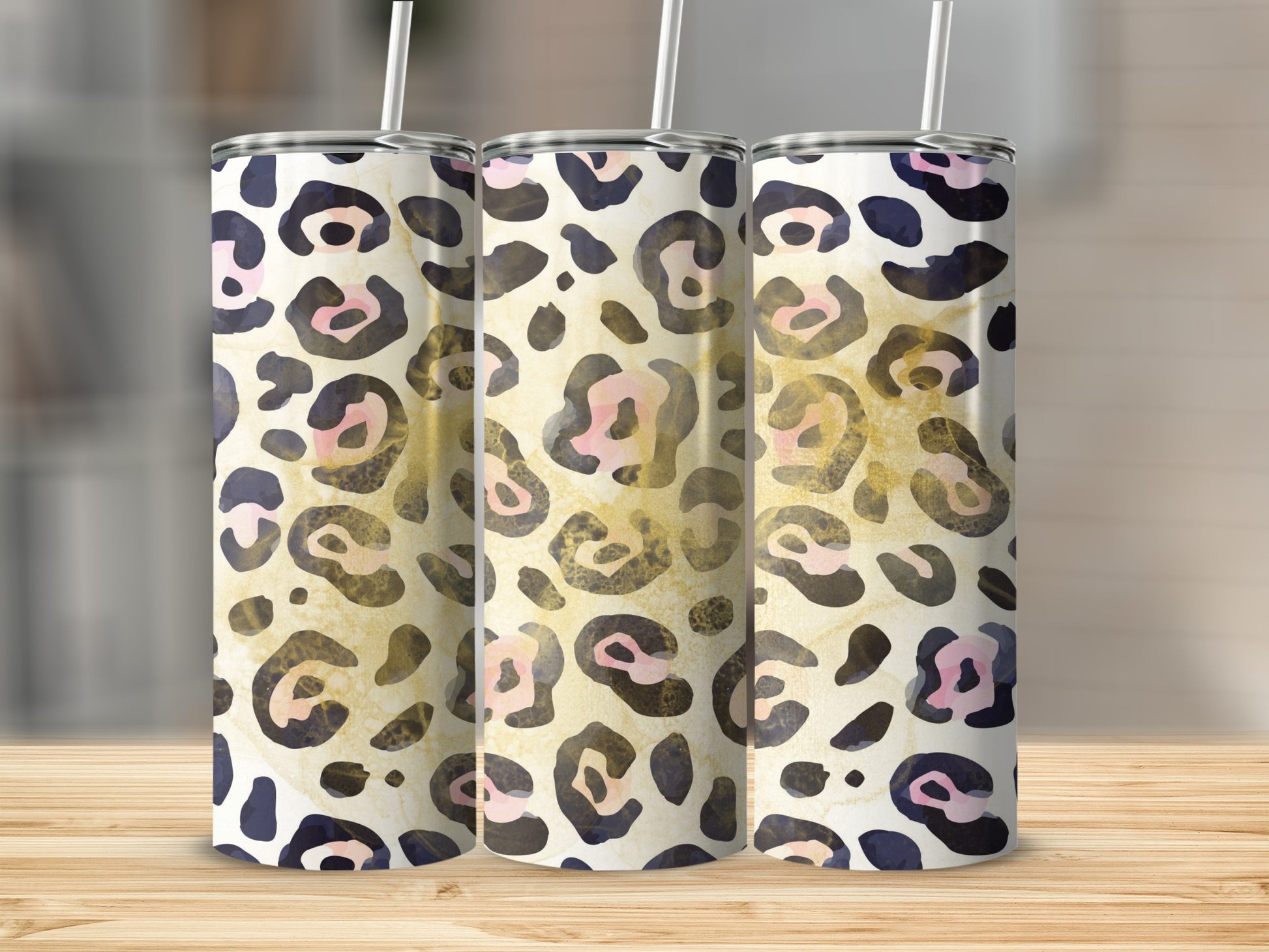 Stylish Leopard Print Design Insulated Tumbler Cup