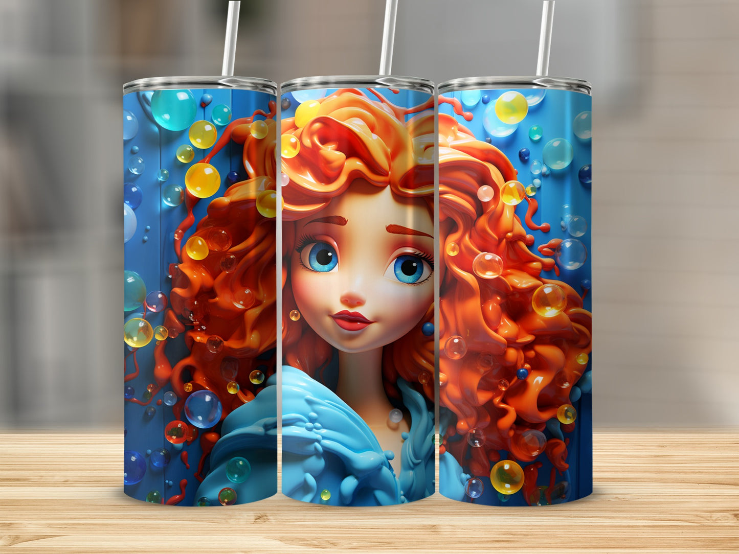 Colorful Red-Haired Character Design Tumbler Product