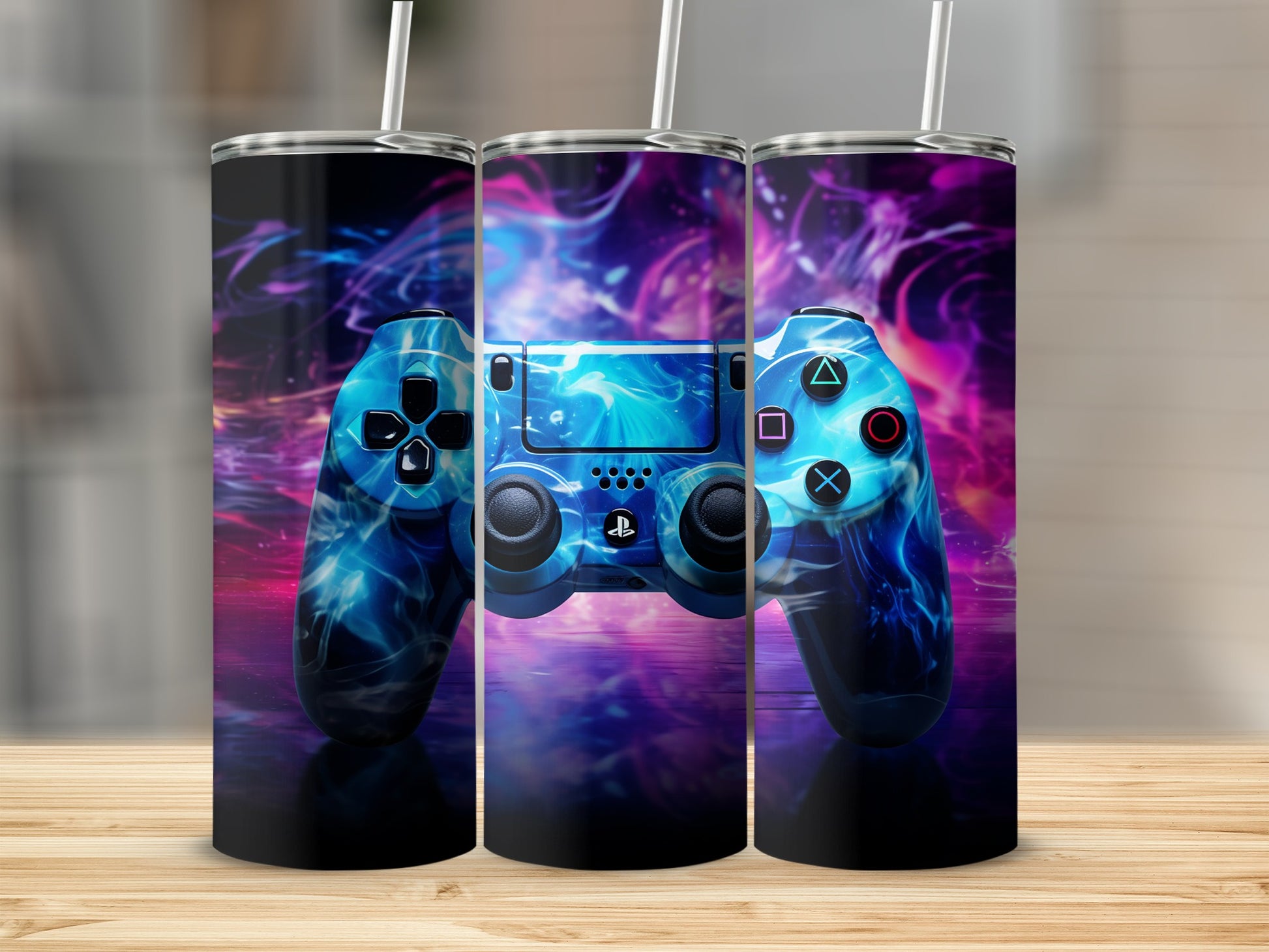 Vibrant Gaming Controller Design Insulated Tumbler