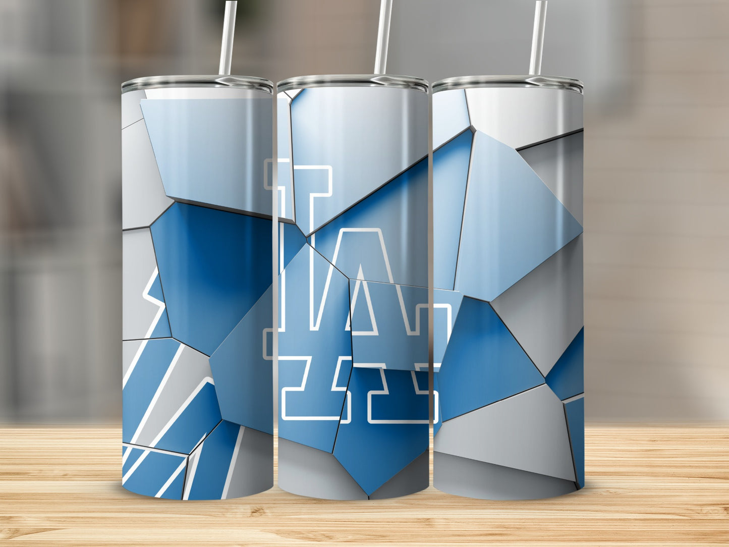 Los Angeles Dodgers Fractured Pattern Team Logo Tumblers