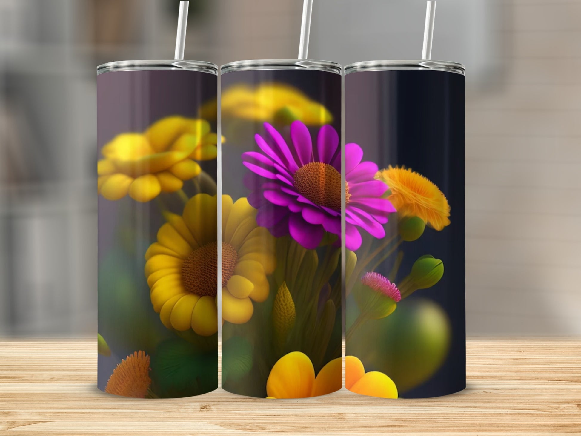 Colorful Floral Design Custom Tumbler Mug Product