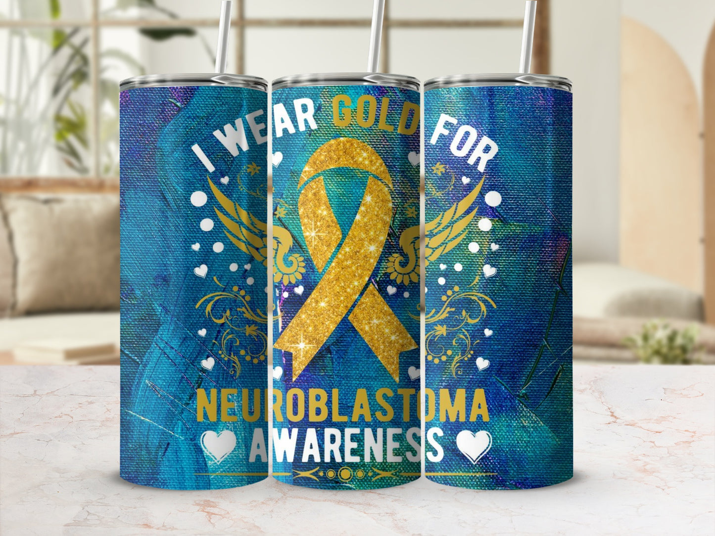 I Wear Gold for Neuroblastoma Awareness Drinkware