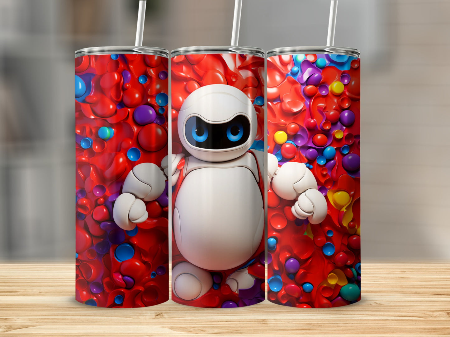 Colorful Robot Design Insulated Tumbler Drinkware