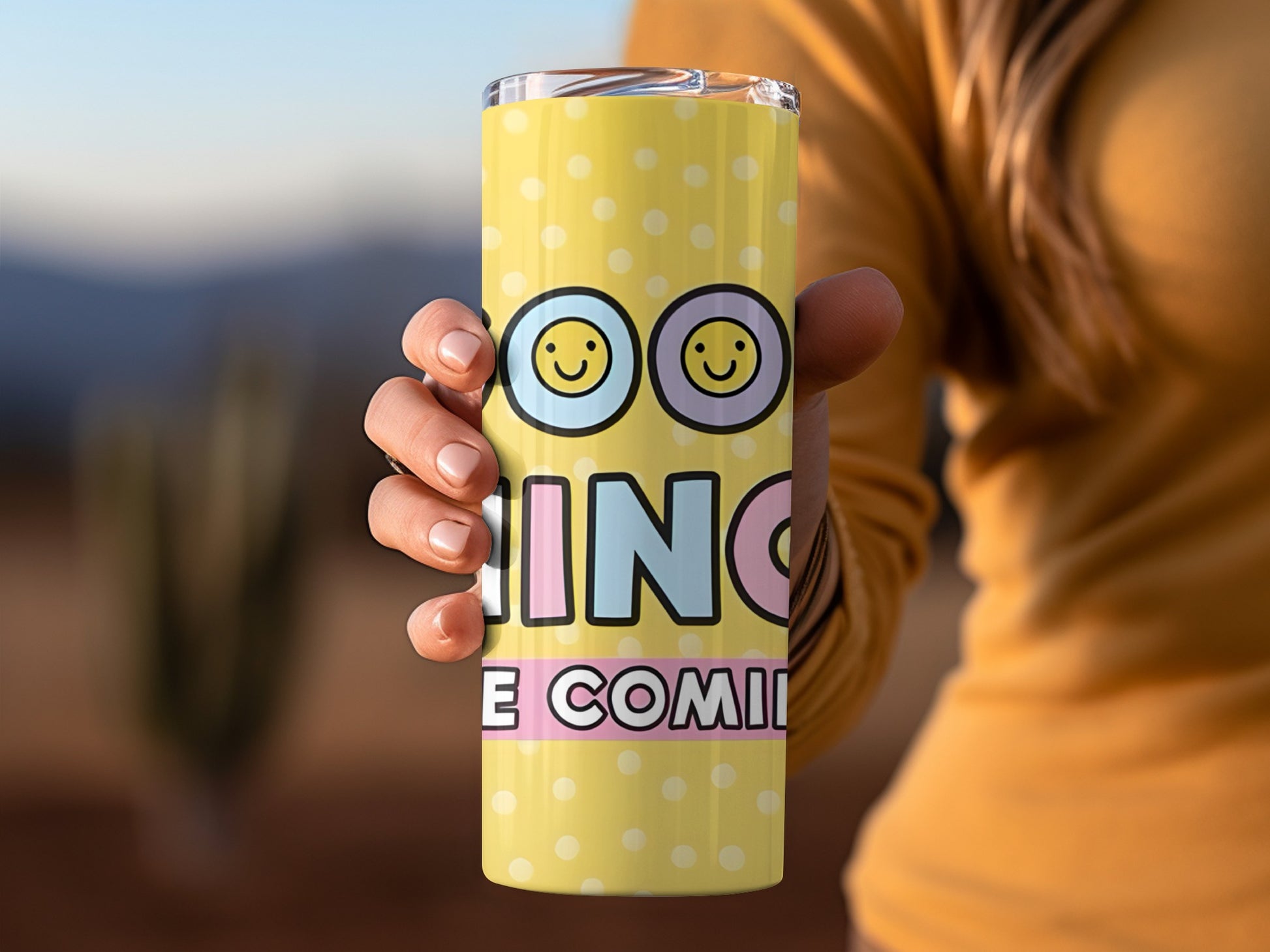 Yellow Polka Dot Smile Face Tumbler Drinkware