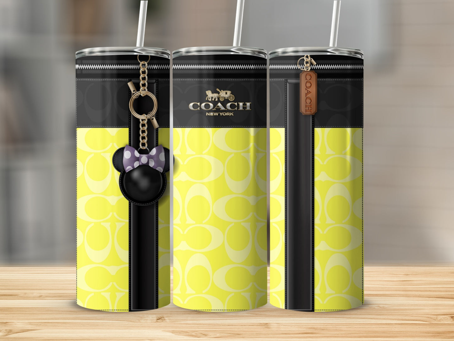 Stylish Yellow Black Coach New York Tumbler Accessory
