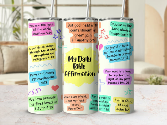 Daily Bible Affirmation Quotes Insulated Drink Tumbler