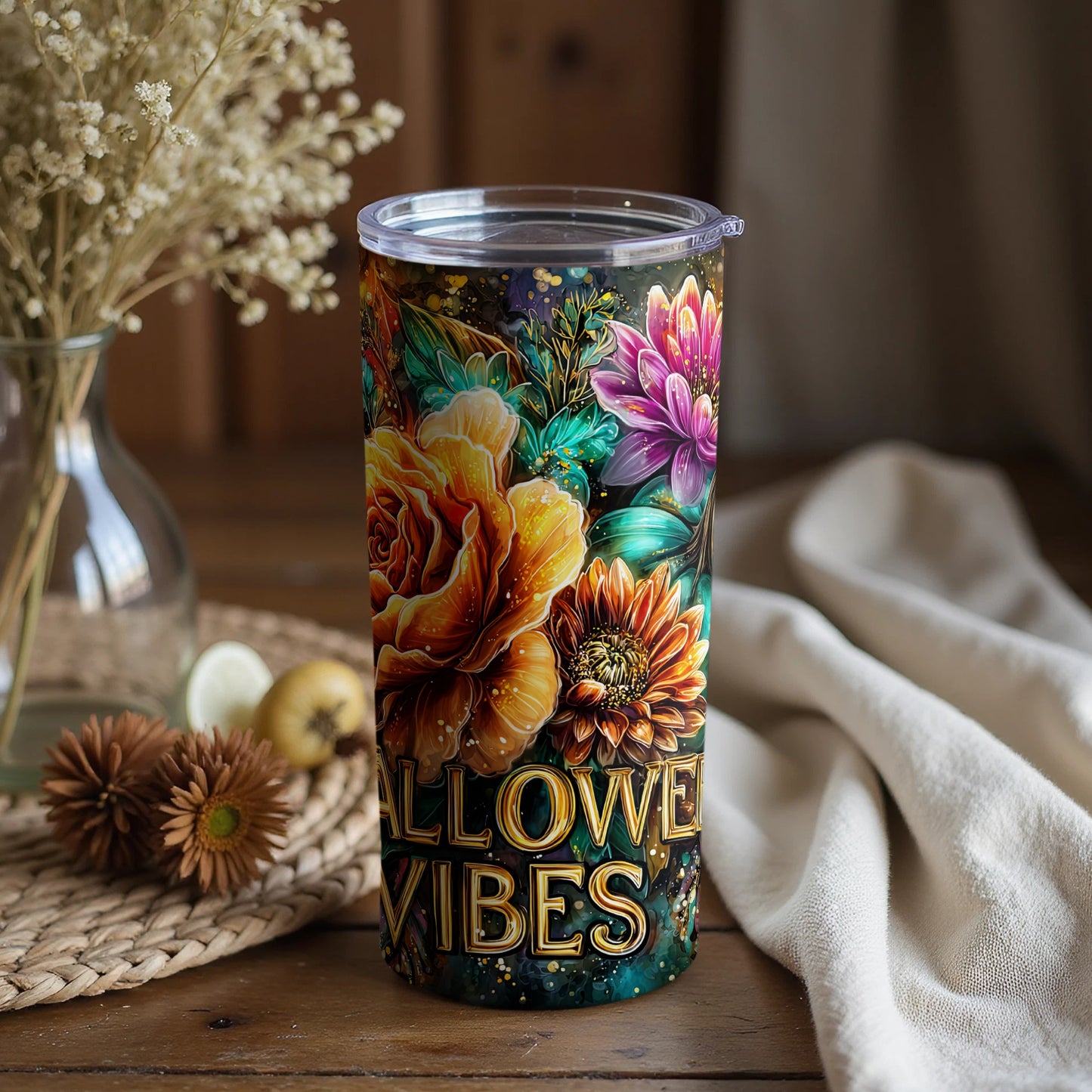 Halloween Vibes Floral Design Insulated Drinkware