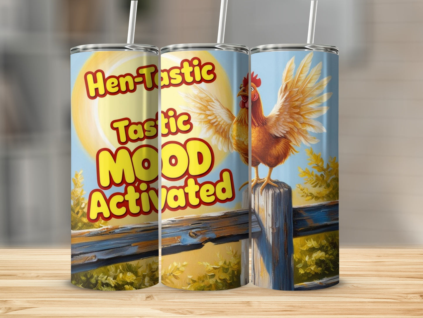 Hen-Tastic Tastic MOOD Activated beverage tumbler