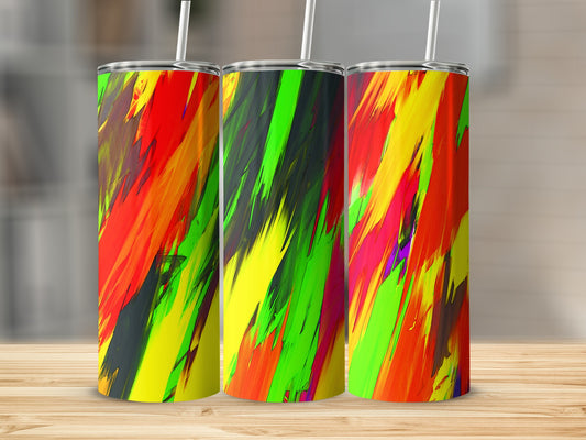 Abstract Diagonal Strokes Design Artistic Colorful Tumblers