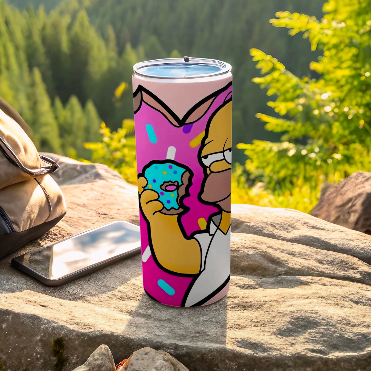 Cartoon Character with Donut Pink Design Tumbler Product
