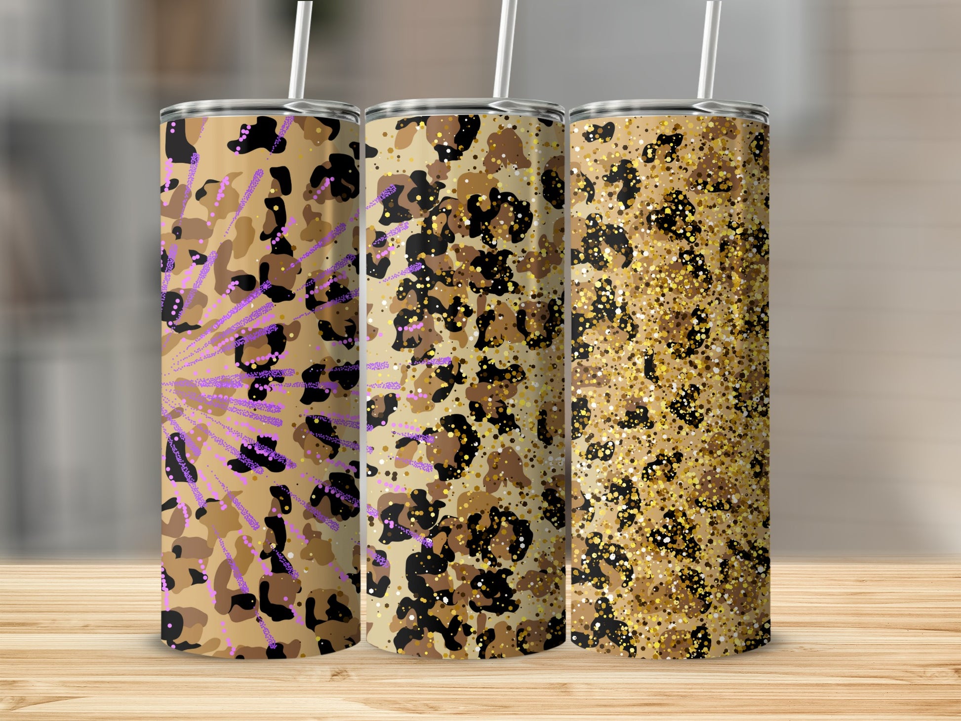 Leopard Print Tumbler with Glitter Unique Cup Design