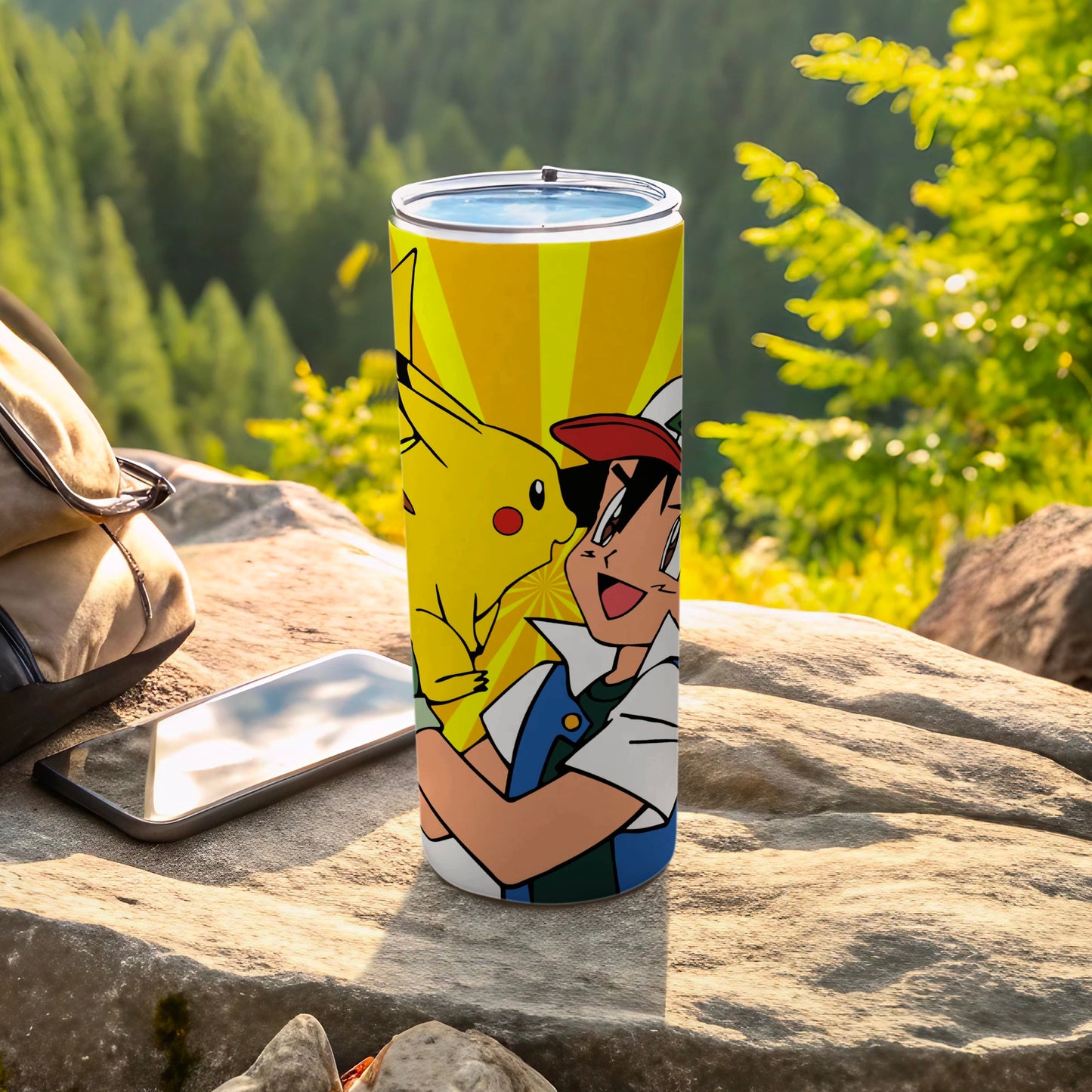 Ash and Pikachu Stainless Steel Tumbler