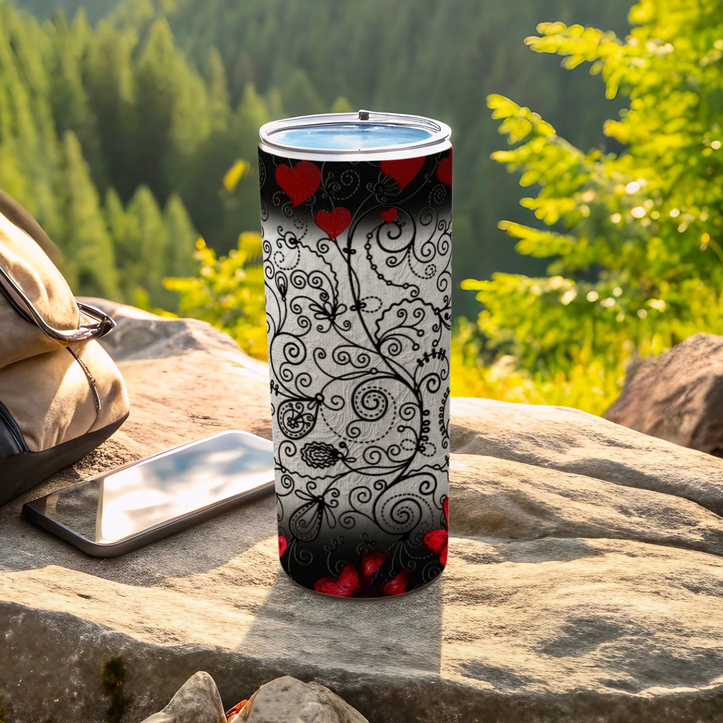 Red Hearts Swirl Design Gradient Tumbler product type