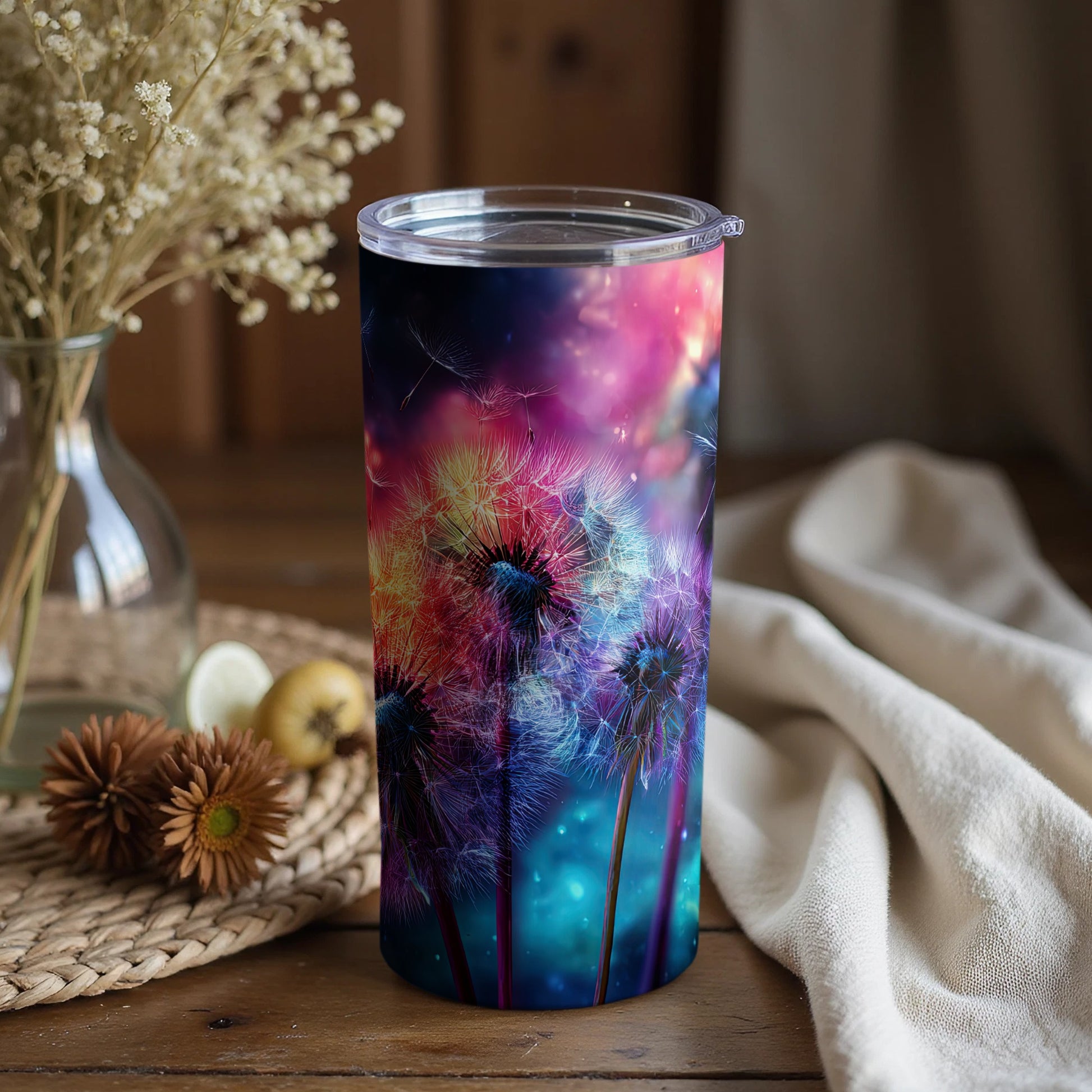 Colorful Dandelion Design Insulated Tumbler