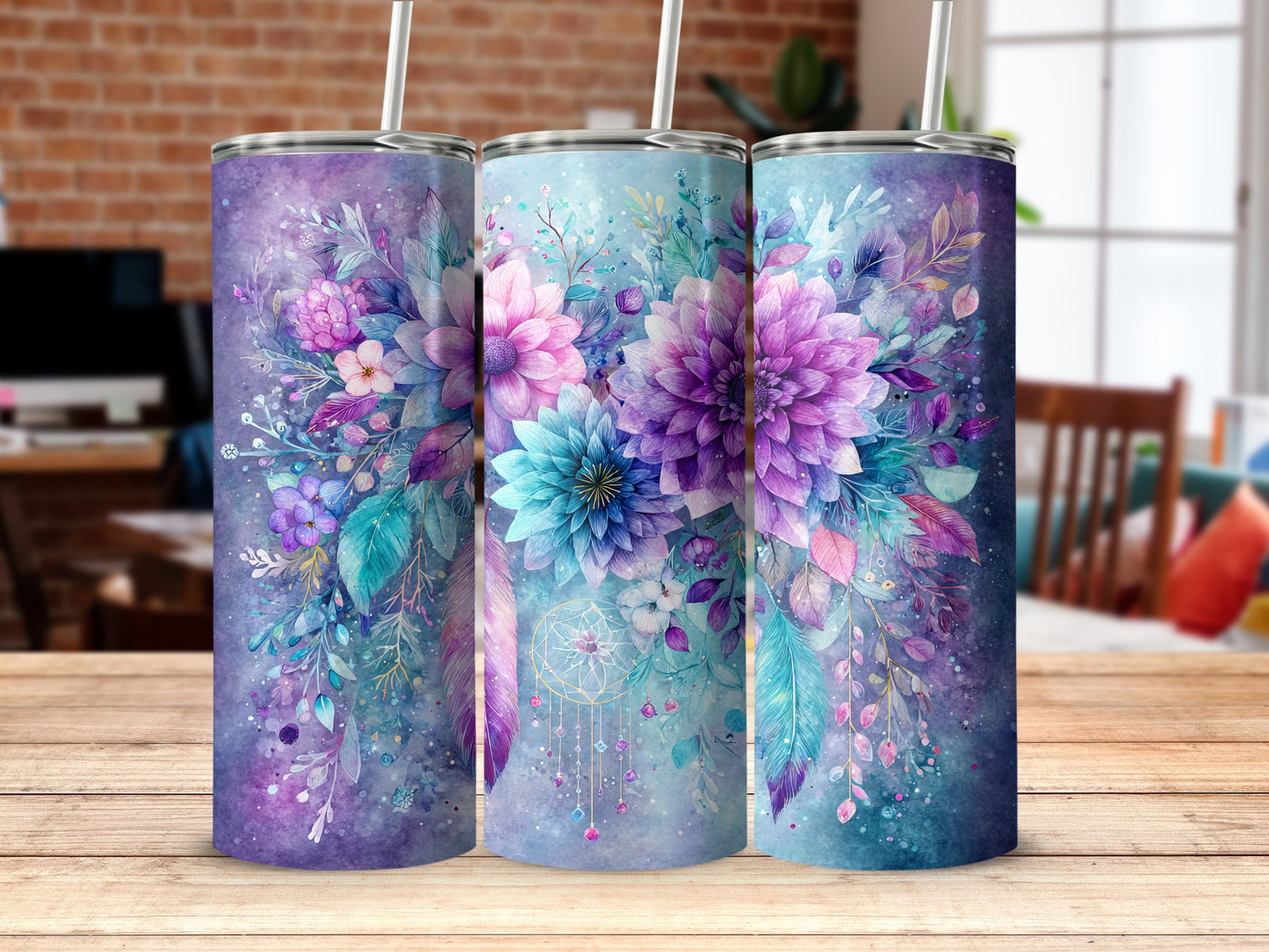 Beautifully Designed Colorful Floral Tumbler
