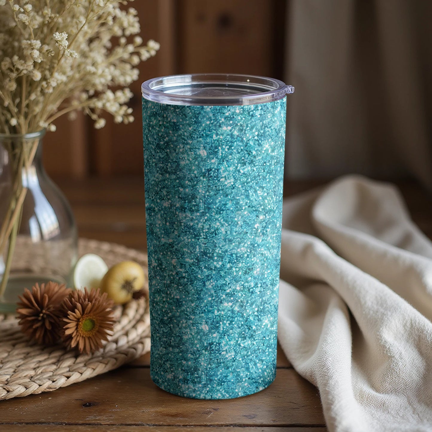 Elegant Blue Speckled Design on Tumbler Product