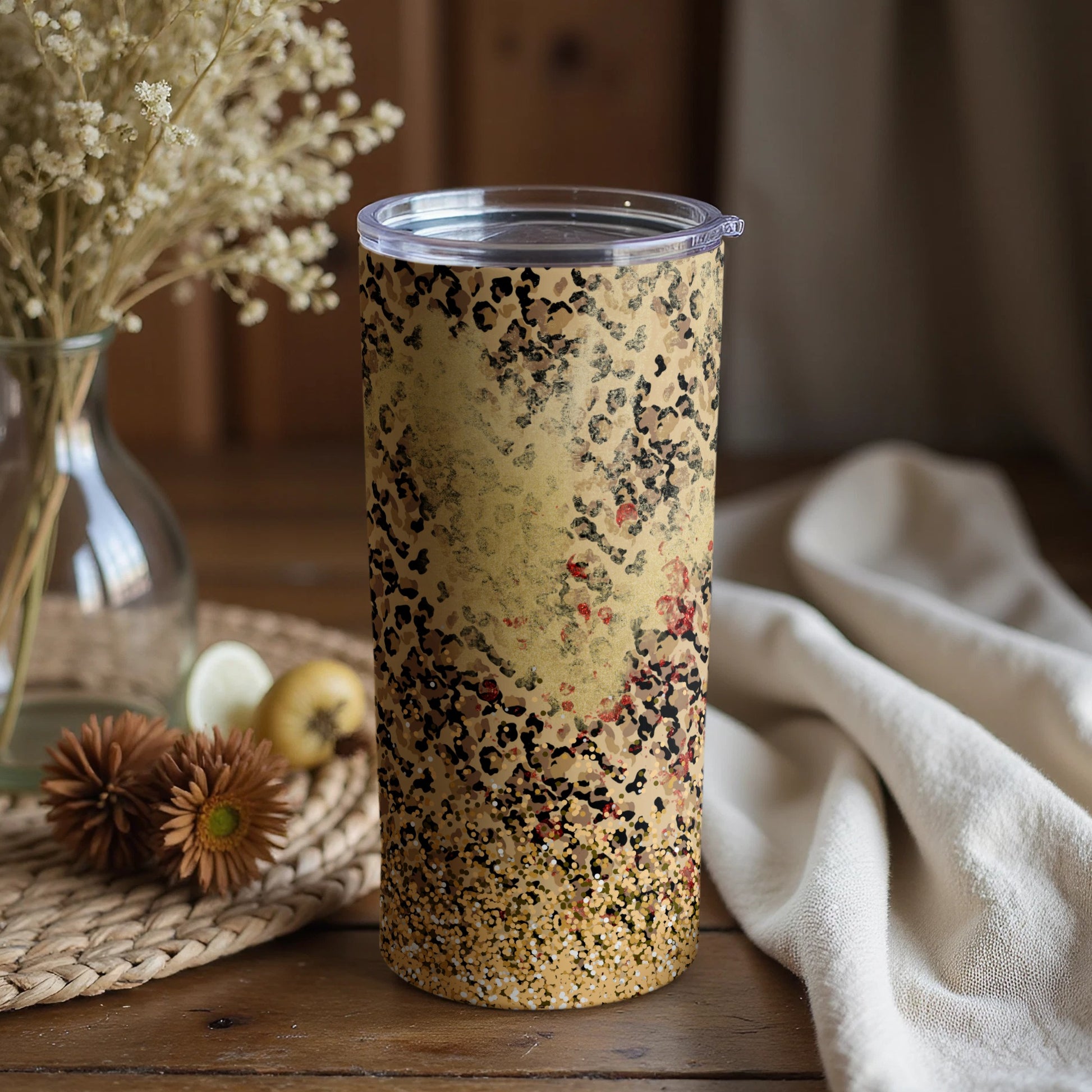 Stylish Leopard Print Insulated Tumbler for Beverages